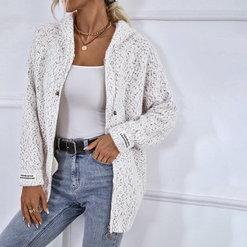 Street-Wave Women Knit Hoodie Cardigan Cozy Zip Front Cotton Acrylic Blend Must-Have