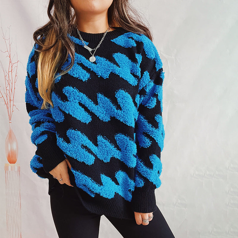 Street-wave Knit Pullover Sweater For Women Cotton Acrylic Blend All Season Warmth