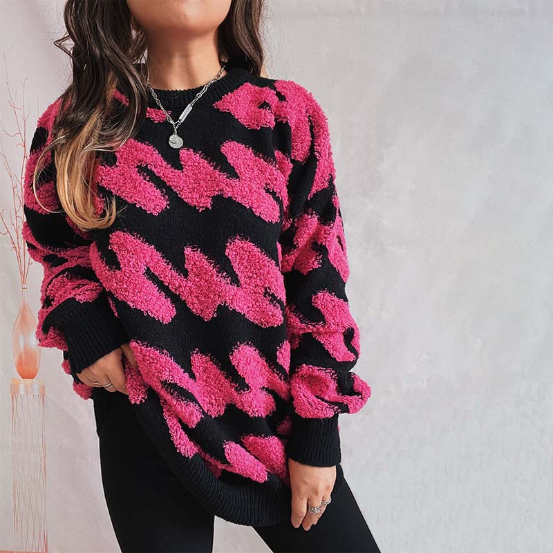 Street-wave Knit Pullover Sweater For Women Cotton Acrylic Blend All Season Warmth
