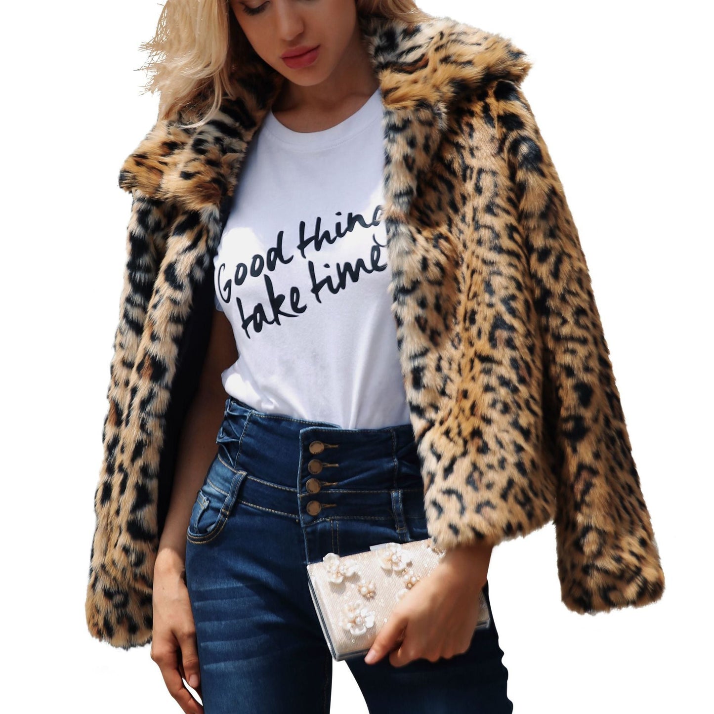 Leopard Print Faux Fur Jacket For Women By Street-Wave With Warmth And Comfort Modern Cut