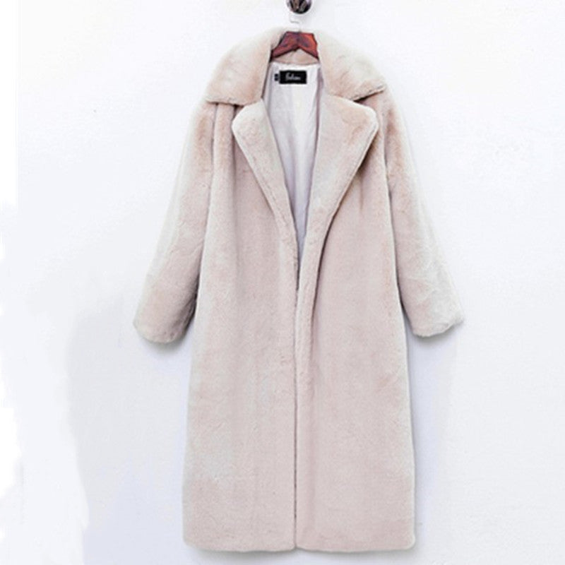 Street Wave Women's Elegant Faux Fur Coat With Wide Collar, Luxurious Warmth And Voluminous Silhouette