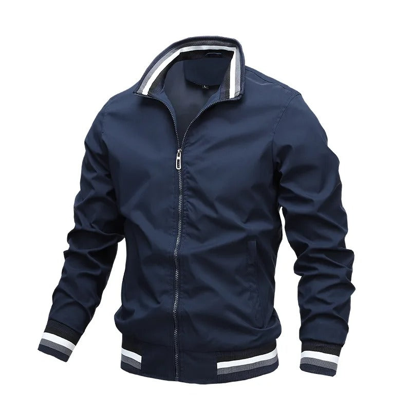 Street-Wave Striped Men's Jacket For Spring And Transitional Weather Stylish Statement Streetwear