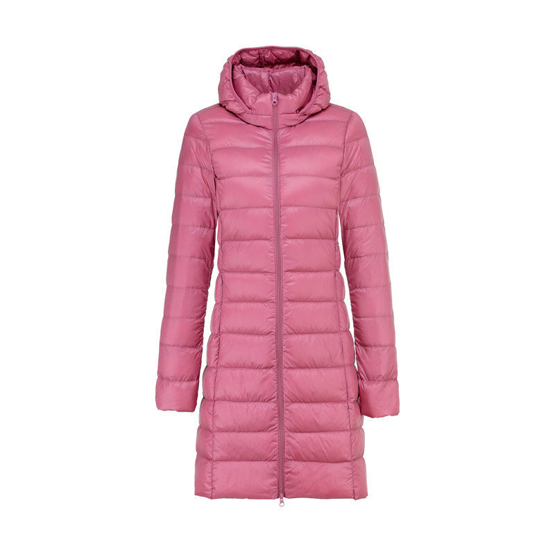 Street-wave Women's Long Lightweight Puffer Coat With Removable Hood For Winter Weather