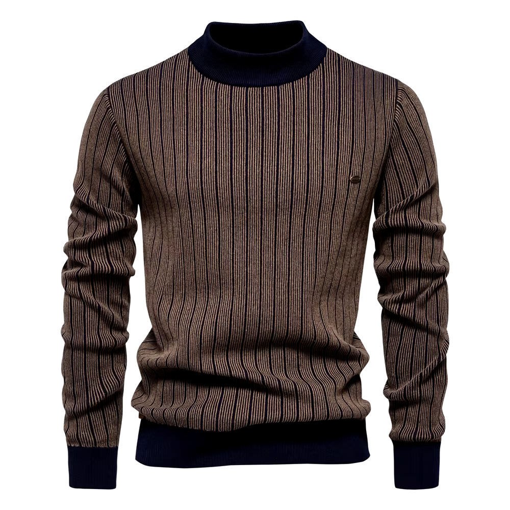 Street Wave Striped Knit Sweater For Elegant Winter Days Cotton Blend Office Ready