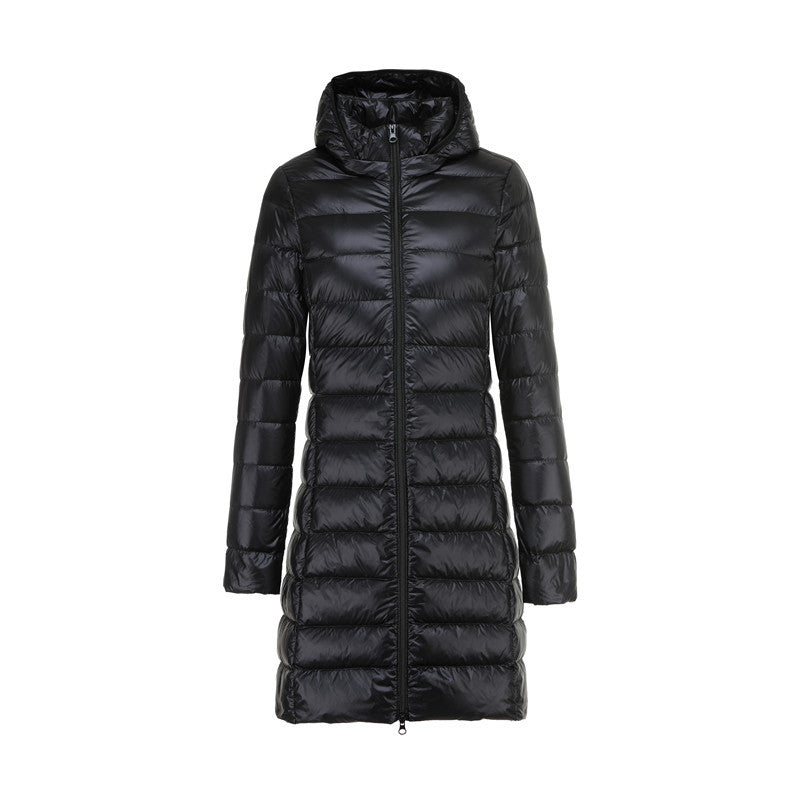 Street-wave Women Long Down Jacket With Detachable Hood Lightweight Insulated Comfort Coat