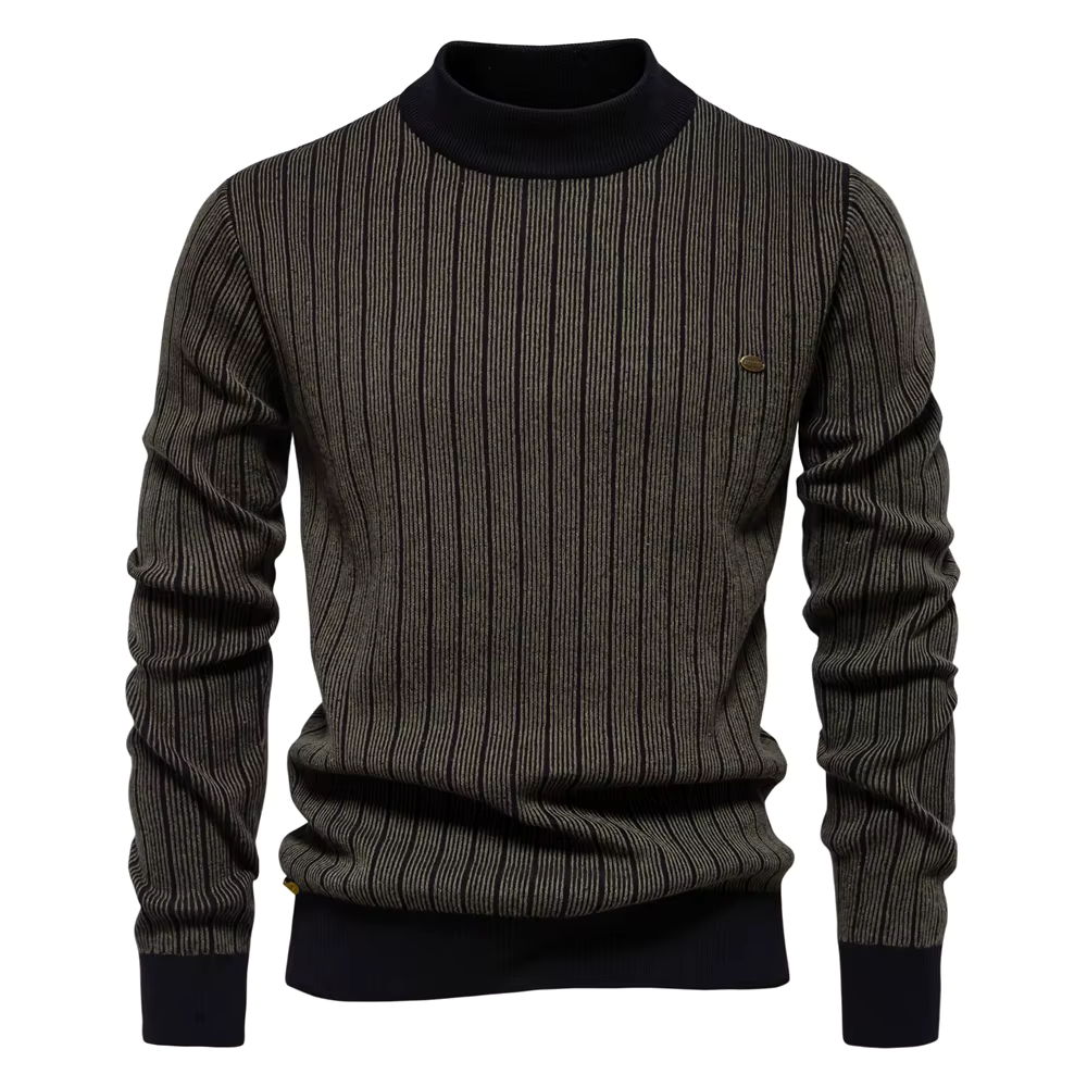 Street Wave Striped Knit Sweater For Elegant Winter Days Cotton Blend Office Ready