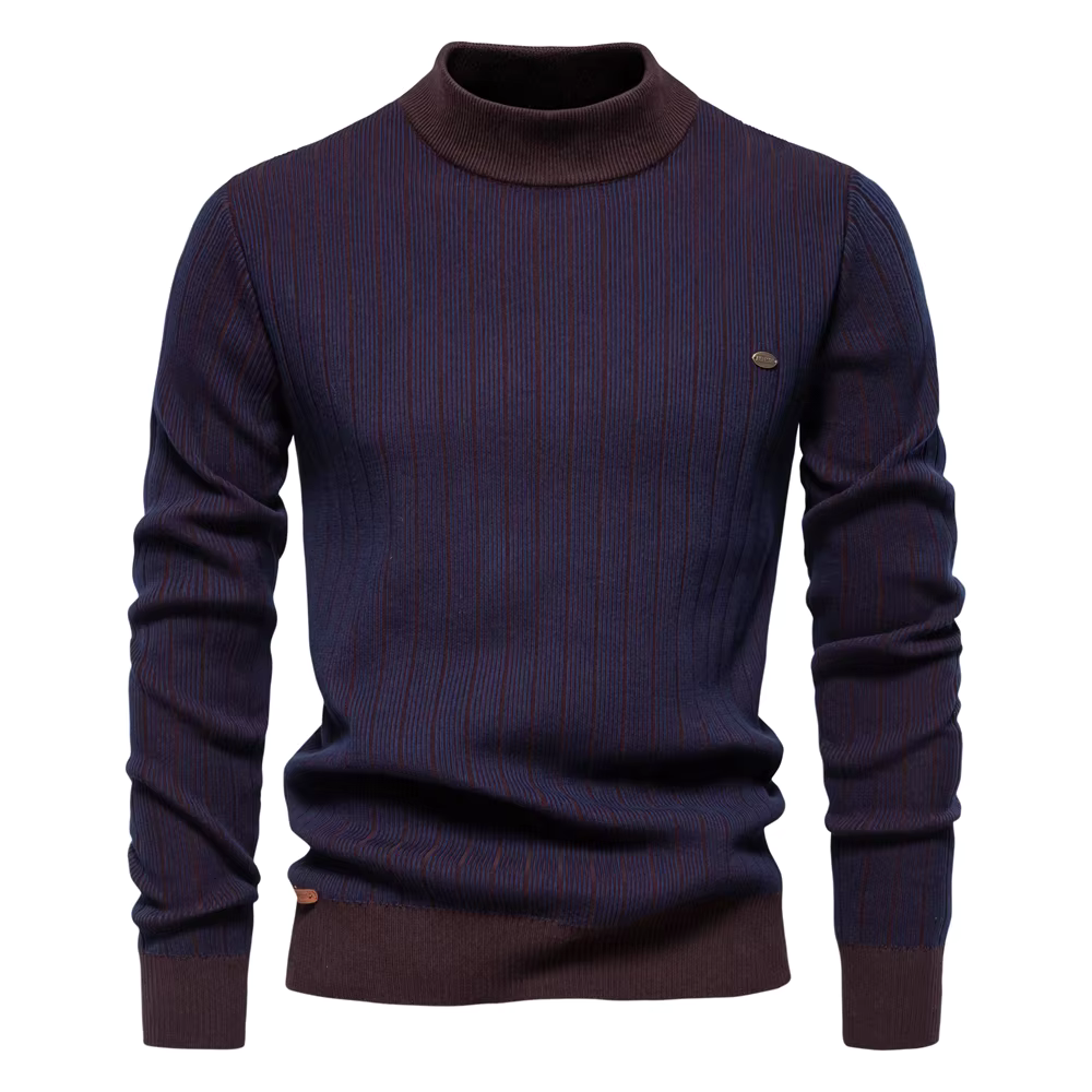Street Wave Striped Knit Sweater For Elegant Winter Days Cotton Blend Office Ready