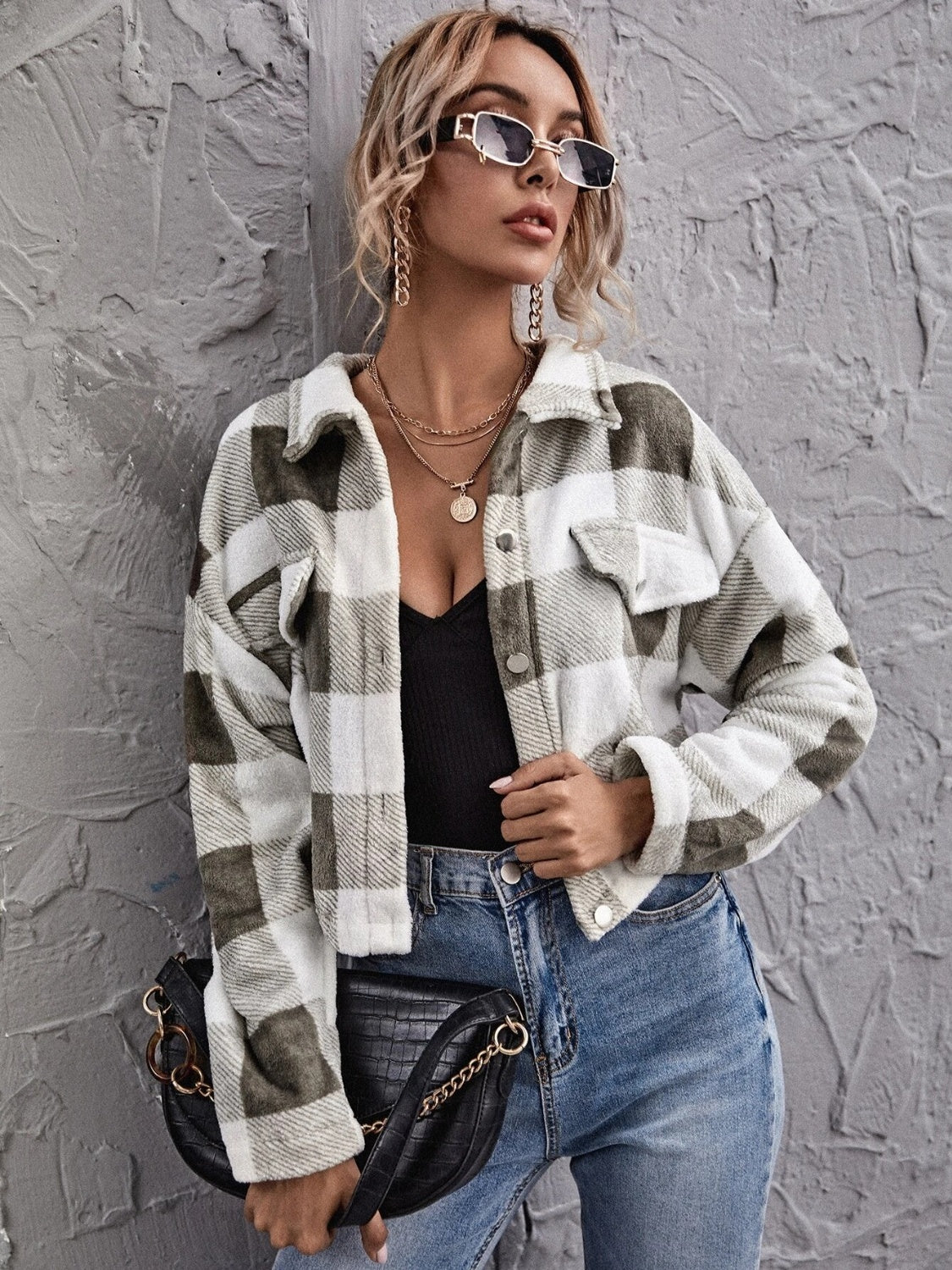 Streetwave Plaid Fleece Jacket For Women Cozy Warm Sherpa Button Down Coat Soft Casual Everyday Outerwear