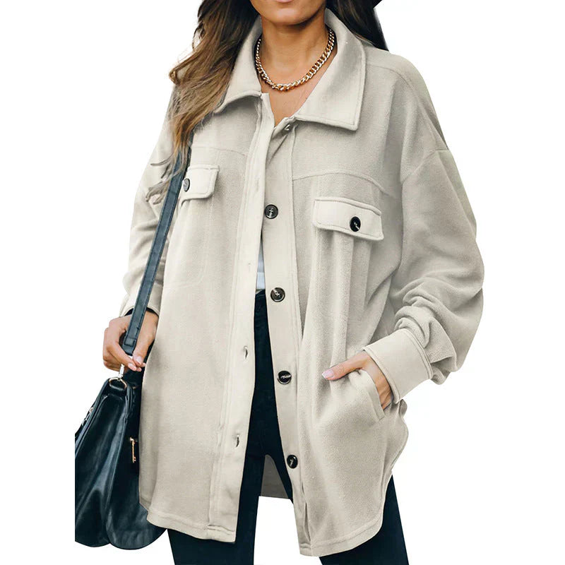 Street-wave Button Front Fleece Jacket For Women Cozy Warmth And Casual Style Versatile Everyday Wear