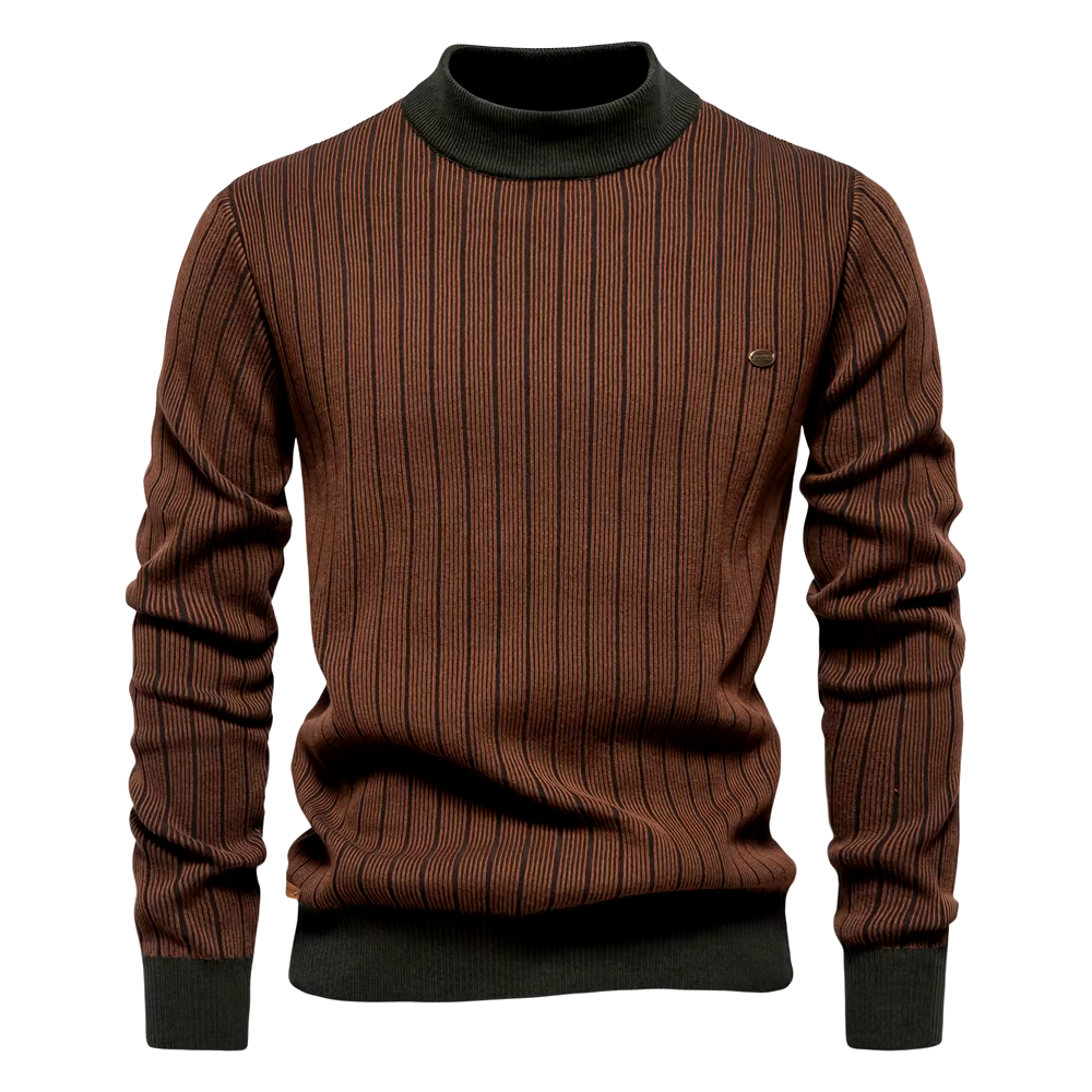 Street Wave Striped Knit Sweater For Elegant Winter Days Cotton Blend Office Ready