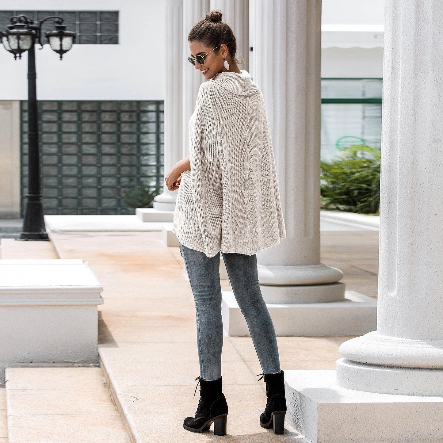 Streetwave Womens Cape Pullover With Structured Knit And Loose Fit For Everyday Comfort