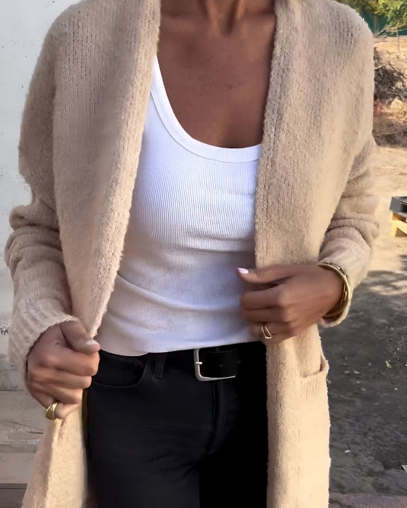 Street-Wave Casual Knit Cardigan With Pockets For Women Cozy Everyday Layer Soft Knitwear
