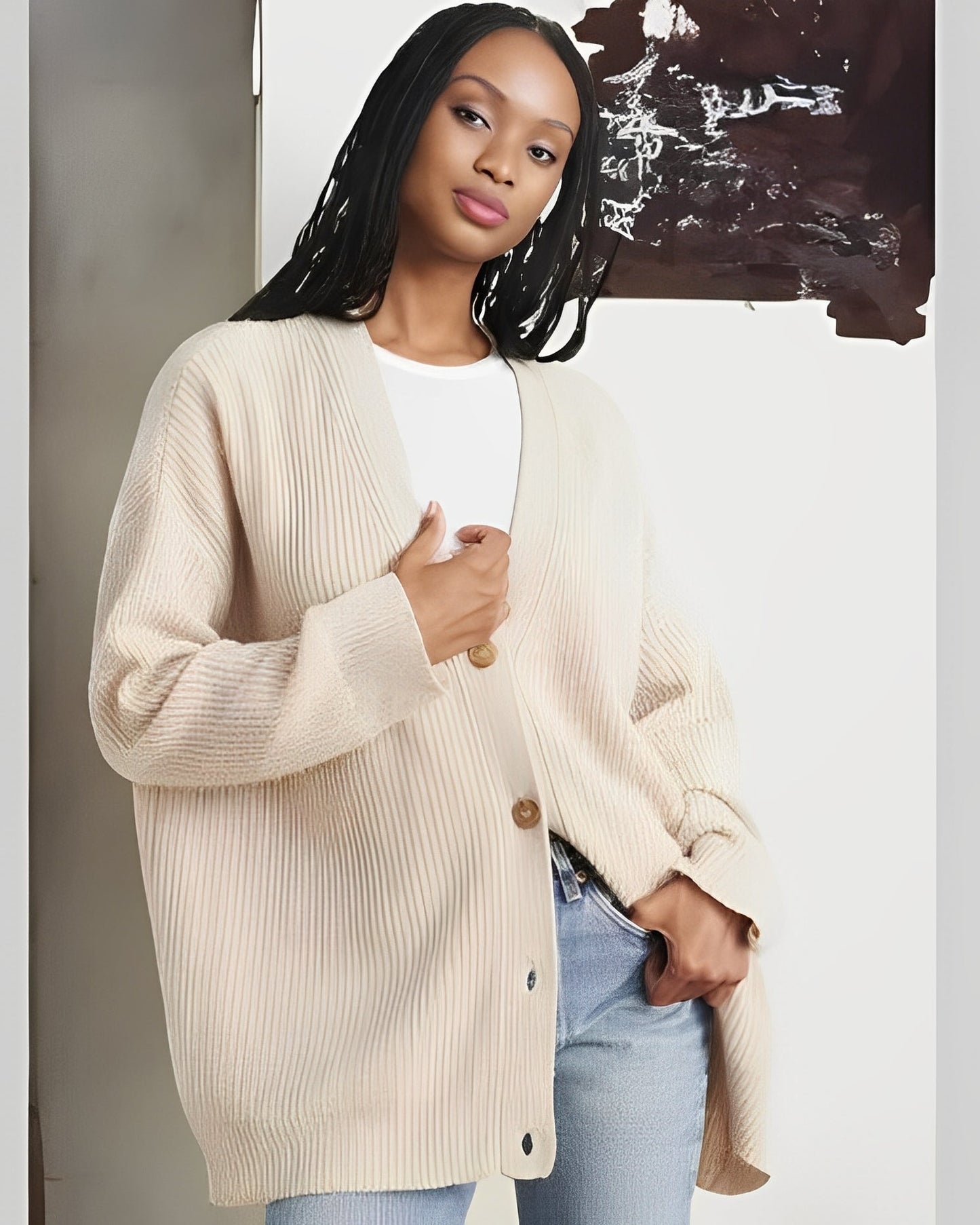 Street Wave Oversized Cashmere Cardigan for Women Luxurious Comfort and Cozy Knitwear
