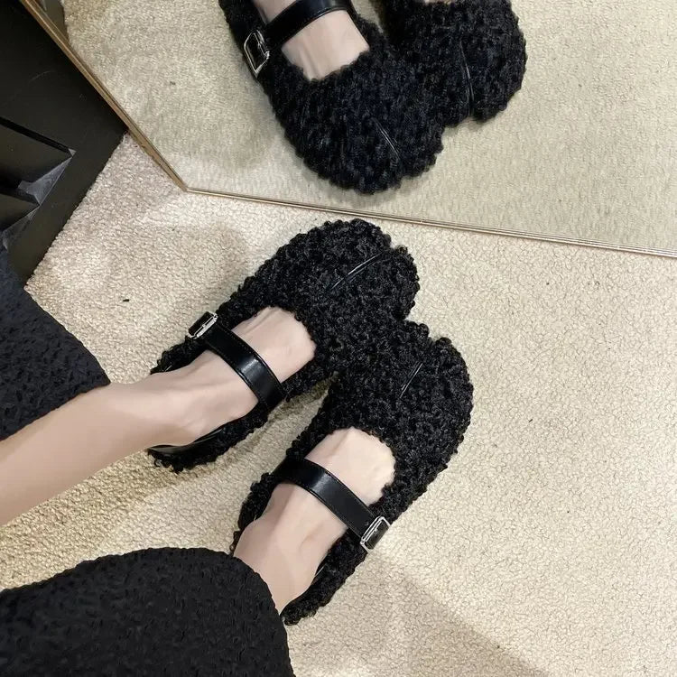 Streetwave Winter Fleece Slippers With Faux Fur Lining Non Slip Sole Cozy Indoor Shoes For Cold Weather