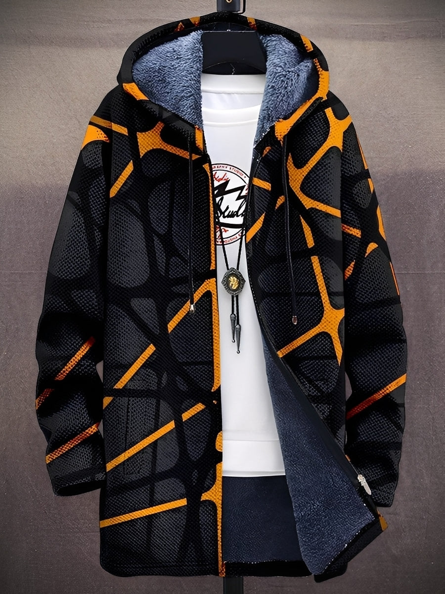 Street-Wave Abstract Print Hoodie Jacket for Men Bold Style and Lightweight Comfort
