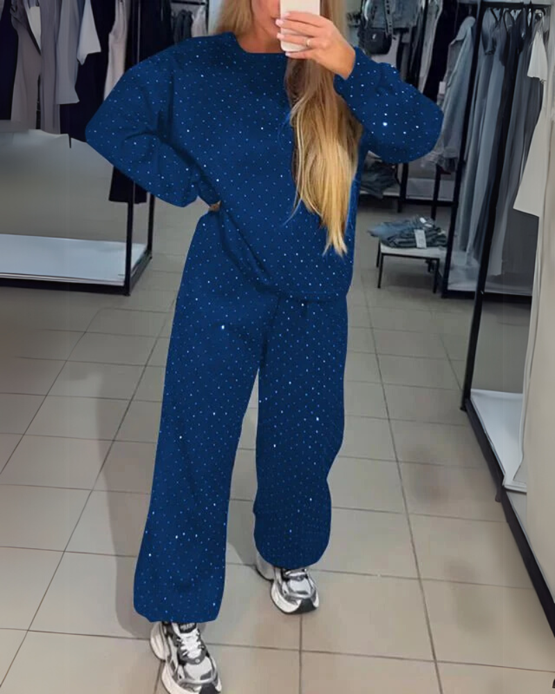 Street-wave Loungewear Set For Women Cozy Relaxed Fit With Subtle Shine Everyday Comfort