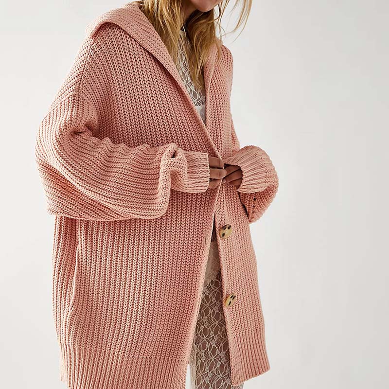 Street Wave Soft Knit Cardigan For Women Cotton Acrylic Blend Cozy Comfort Button Front Pockets