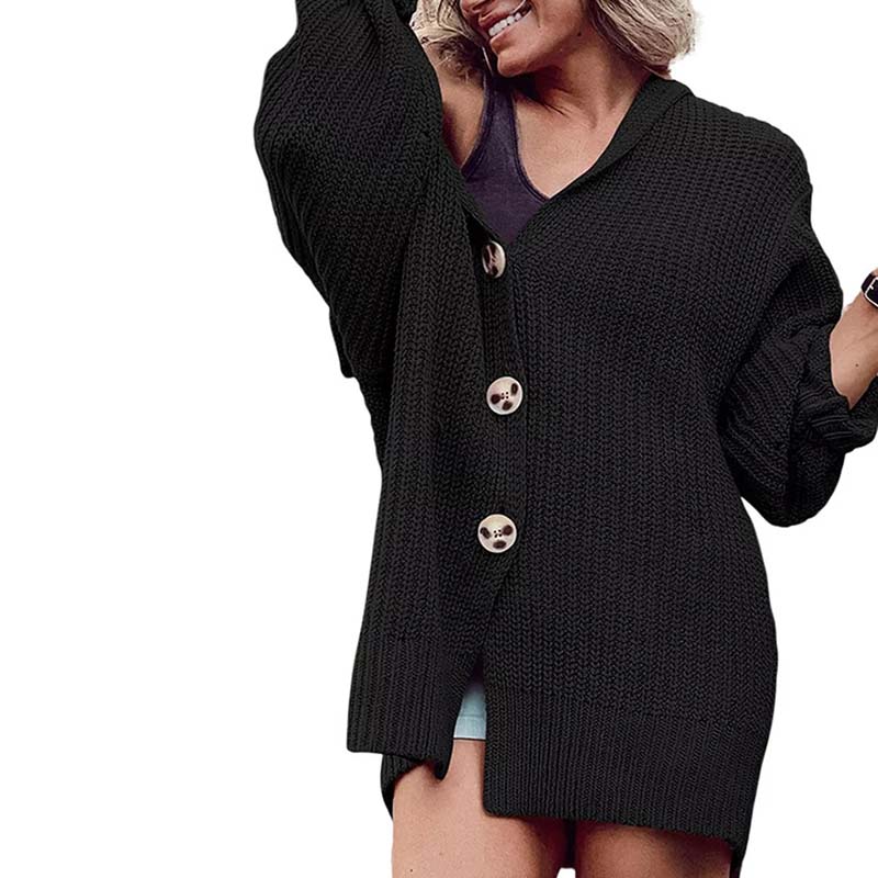 Street Wave Soft Knit Cardigan For Women Cotton Acrylic Blend Cozy Comfort Button Front Pockets