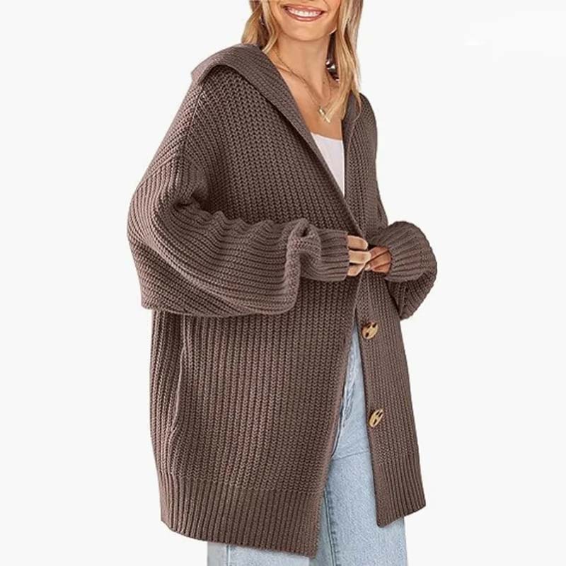 Street Wave Soft Knit Cardigan For Women Cotton Acrylic Blend Cozy Comfort Button Front Pockets