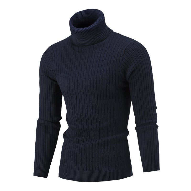 Street-wave Mens Cozy Rollneck Knit Sweater in Fine Rib Knit for Cold Days Everyday Comfort and Style