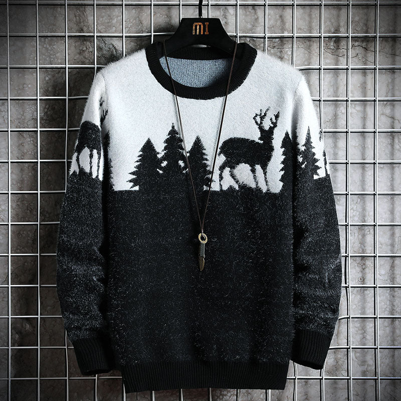 Men's Cozy Winter Sweater With Deer Motif Streetwave Warm Knit For Him Premium Comfort