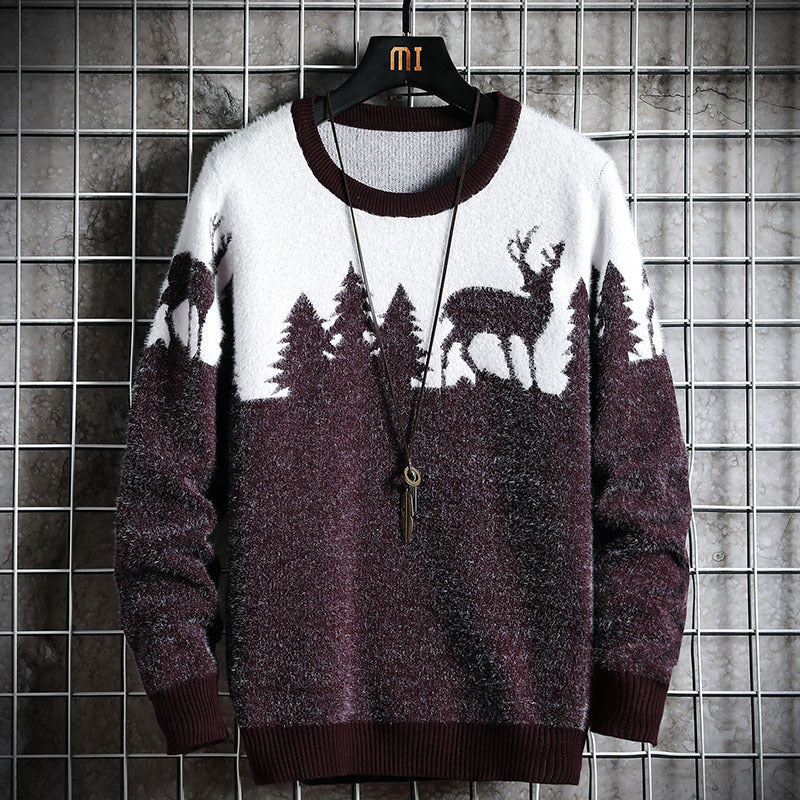 Men's Cozy Winter Sweater With Deer Motif Streetwave Warm Knit For Him Premium Comfort