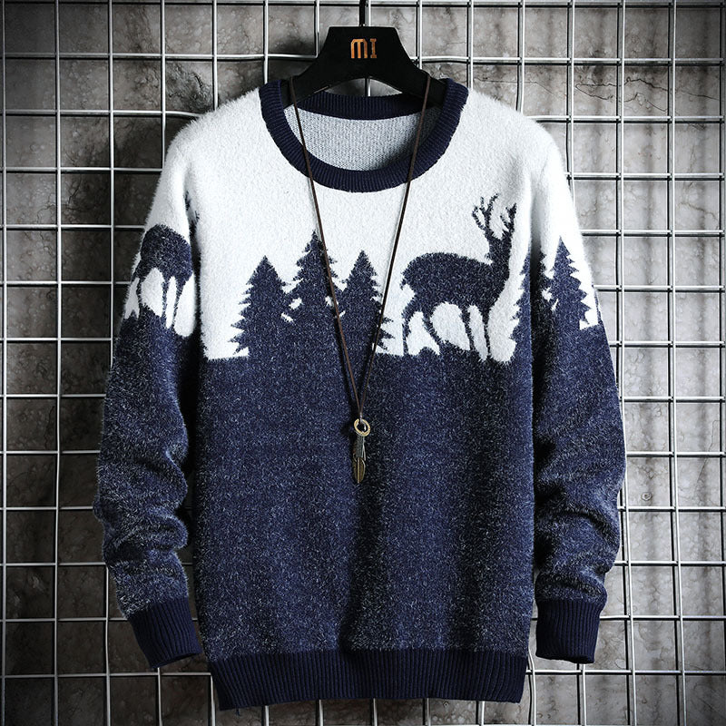 Men's Cozy Winter Sweater With Deer Motif Streetwave Warm Knit For Him Premium Comfort