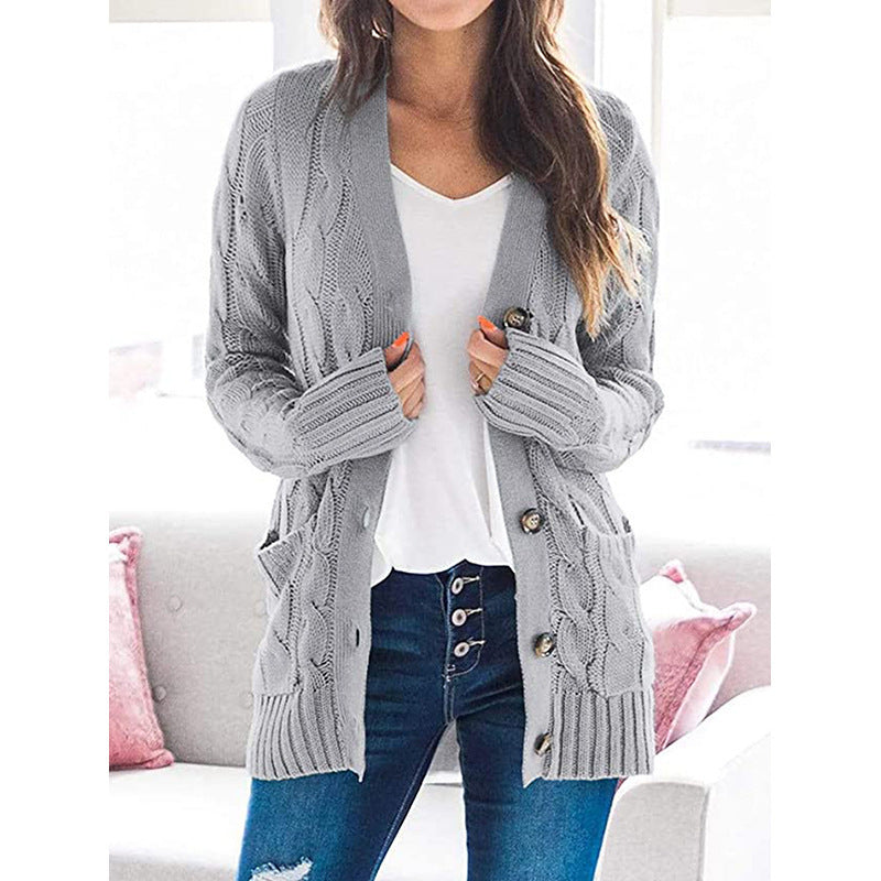 Streetwave Women's Chunky Knit Cardigan With Cable Pattern And Pockets Cozy Everyday Essential
