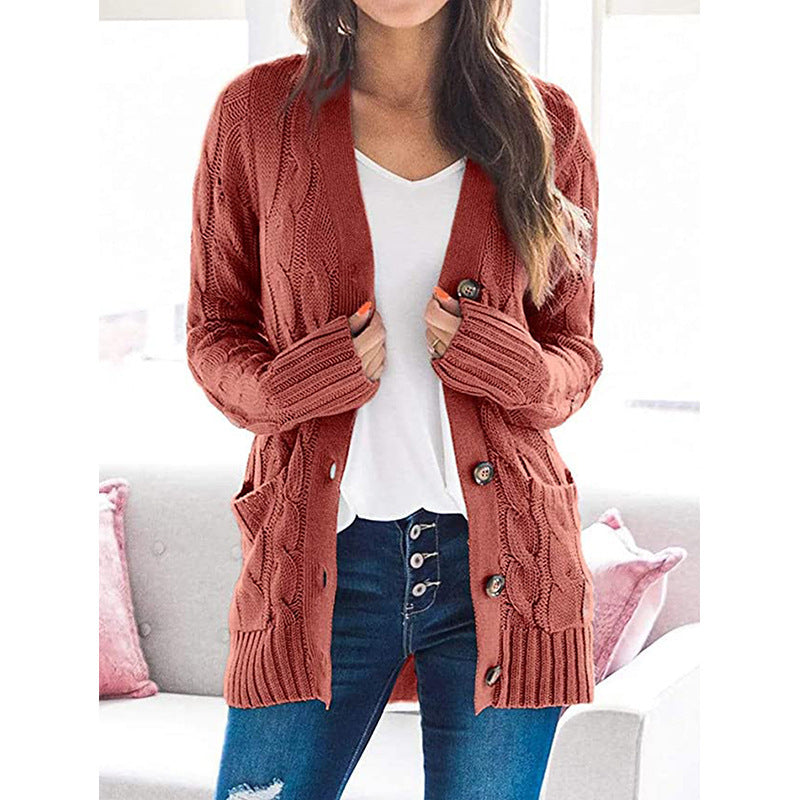Streetwave Women's Chunky Knit Cardigan With Cable Pattern And Pockets Cozy Everyday Essential