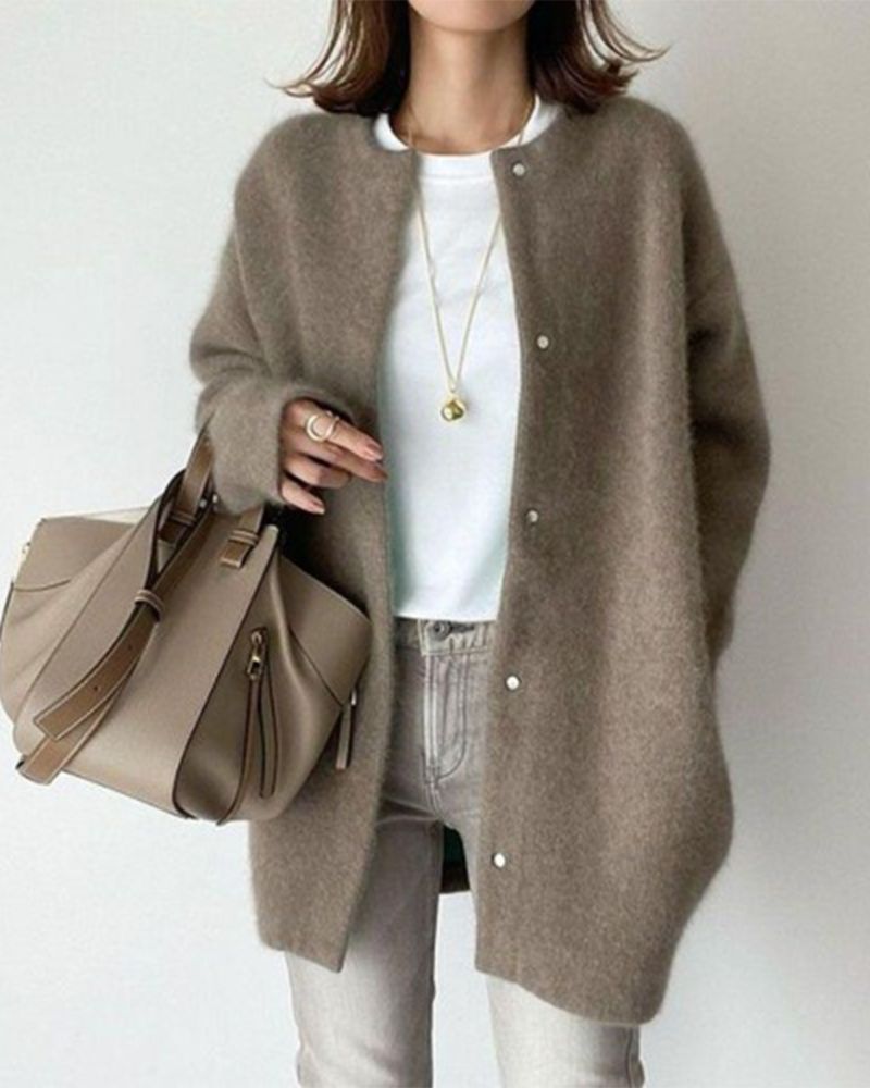 Street-wave Wool Cardigan For Women Cozy Soft Knit Timeless Comfort For Everyday Style