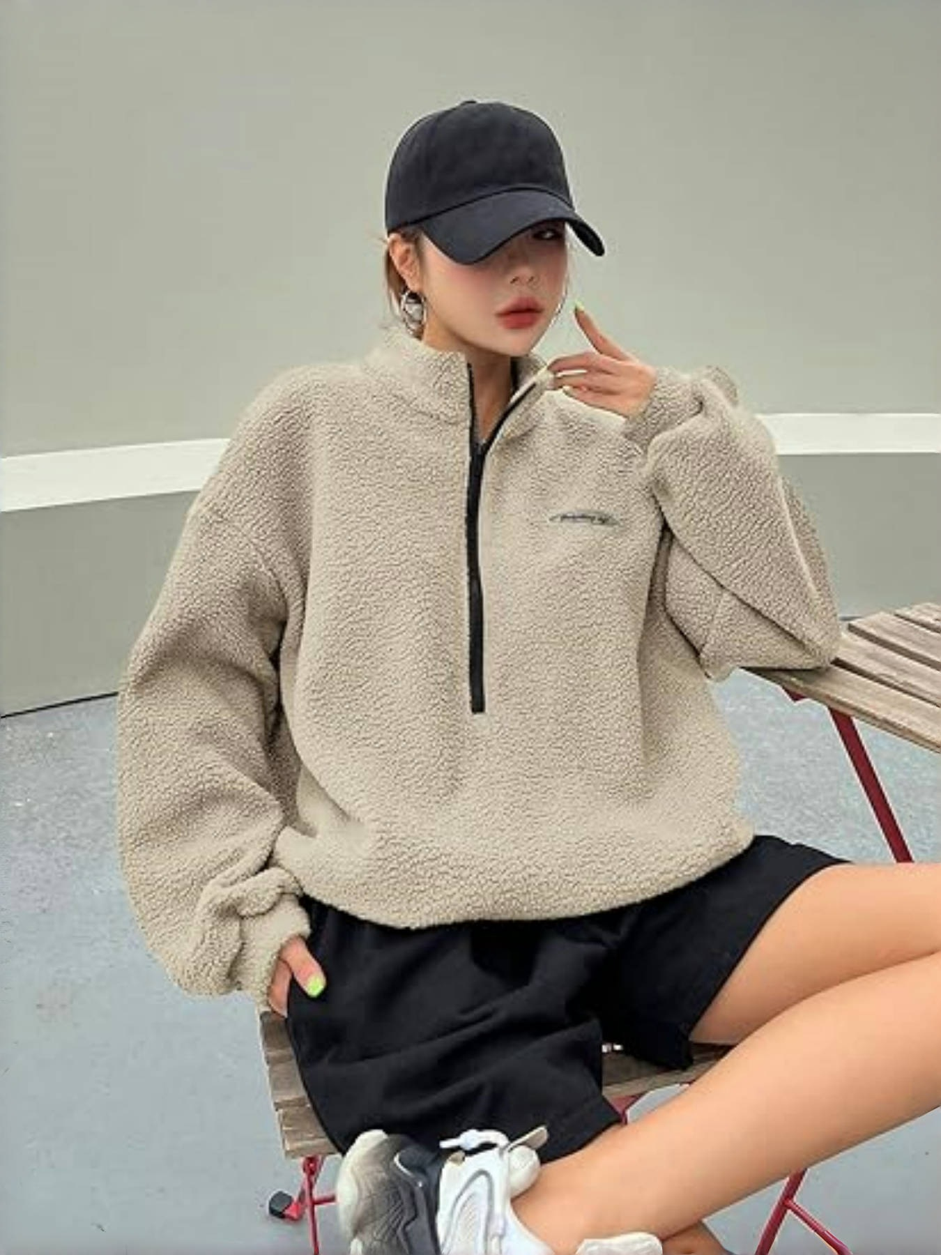 Street-Wave Cozy Fleece Pullover For Women Warmth And Easy Layering With Half Zip