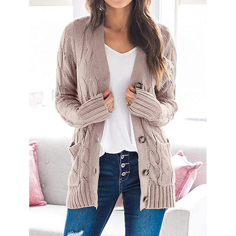 Streetwave Women's Chunky Knit Cardigan With Cable Pattern And Pockets Cozy Everyday Essential