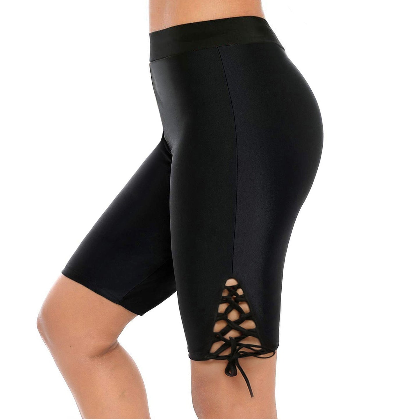 Streetwave Womens Athletic Bike Shorts With Lace Up Leg Detail For Active Outdoor Women