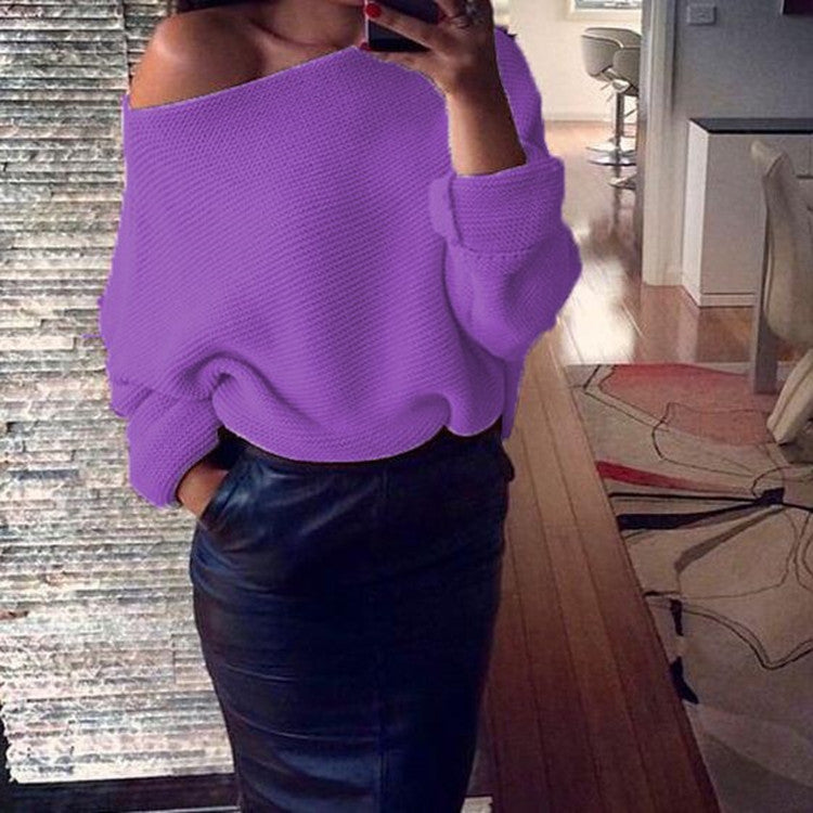 Streetwave Off Shoulder Sweater For Women Loose Fit Wide Cut Versatile Cozy Knit
