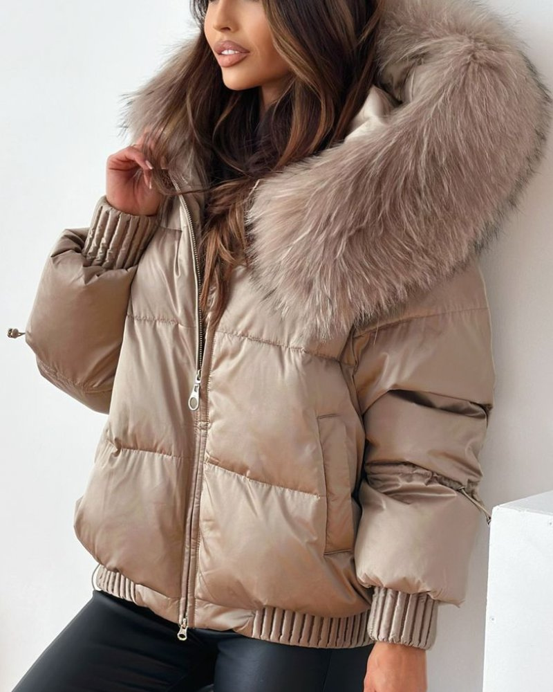 Streetwave Puffer Coat With Luxe Fur Hood For Women Warm Cozy Winter Essential Everyday Wear