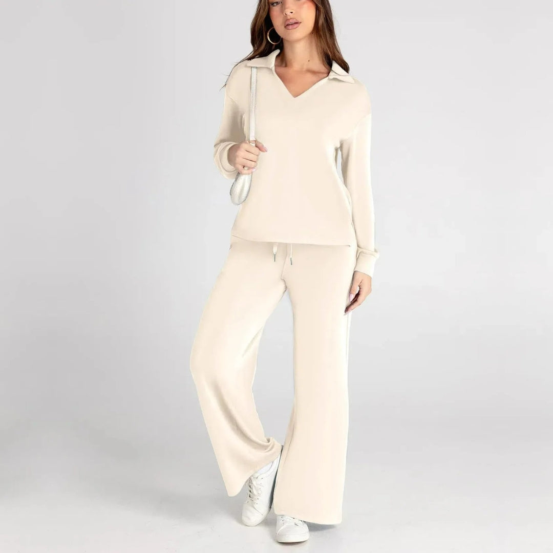 Street-wave Womens Loungewear Set With Wide Leg Pants For Cozy Comfort And Style