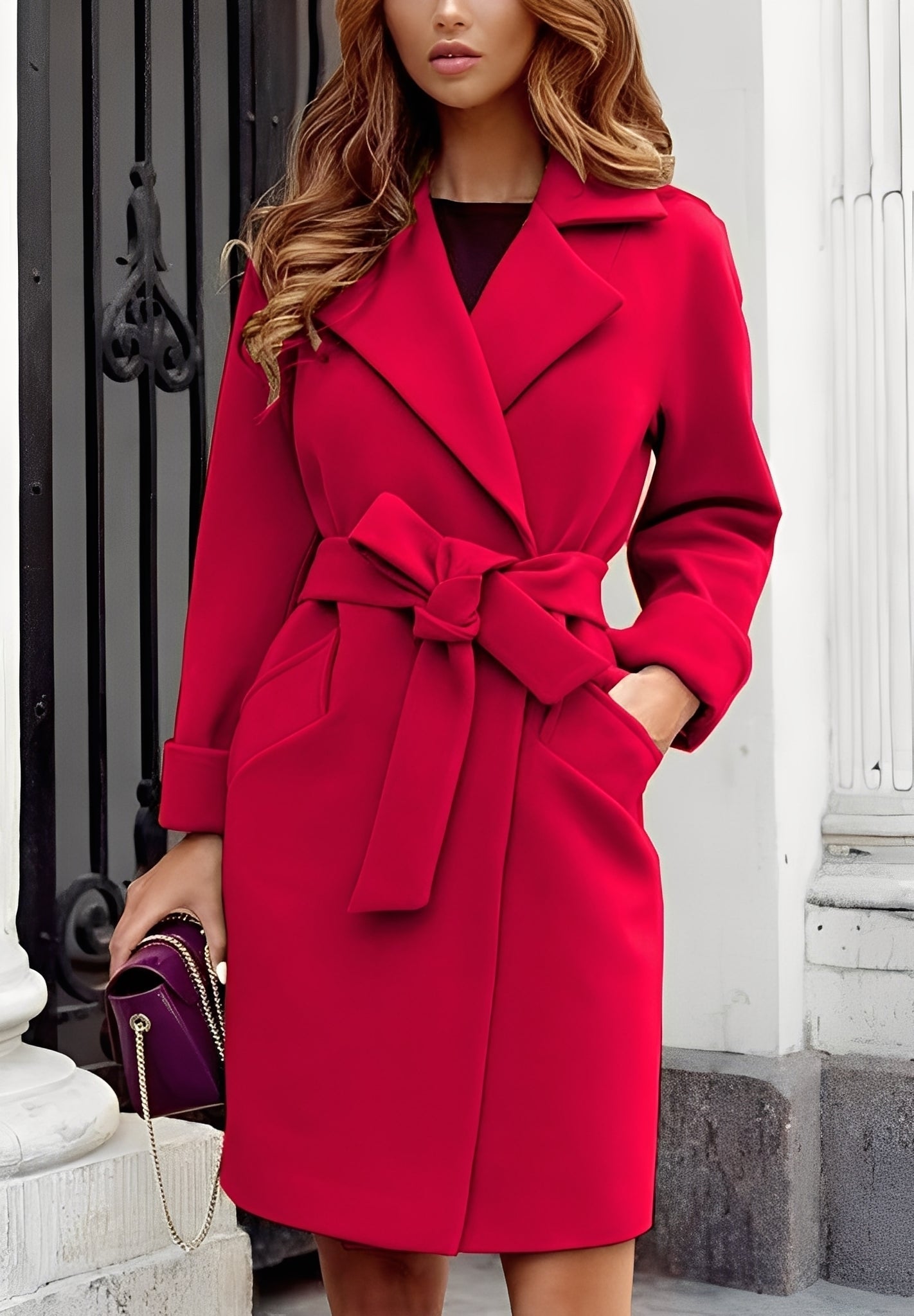 Street-Wave Cashmere Wool Coat for Women Elegant Belted Design Soft Cozy Everyday Warmth