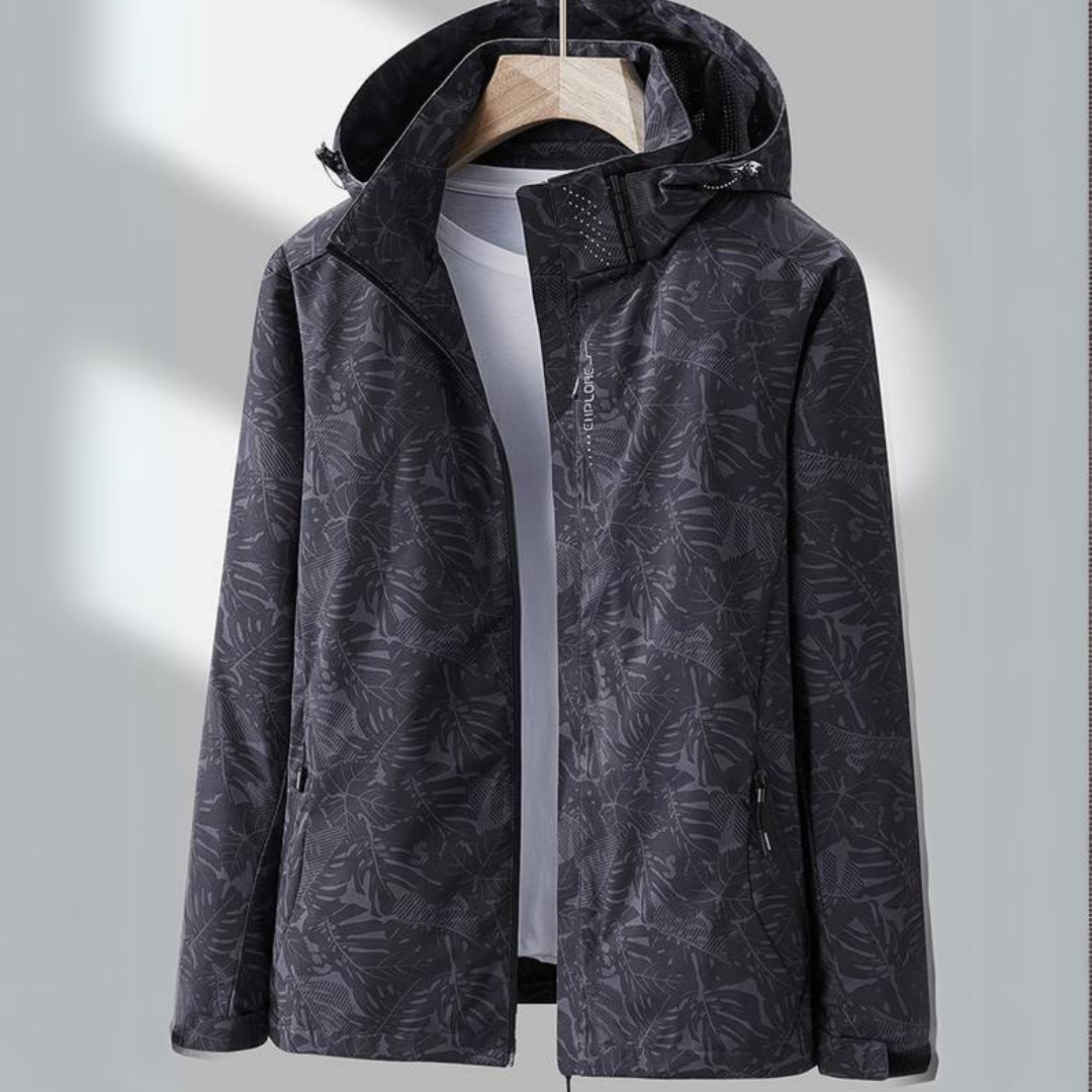 Street Wave Waterproof Windbreaker For Women With Hood Floral Print Lightweight Rain Jacket