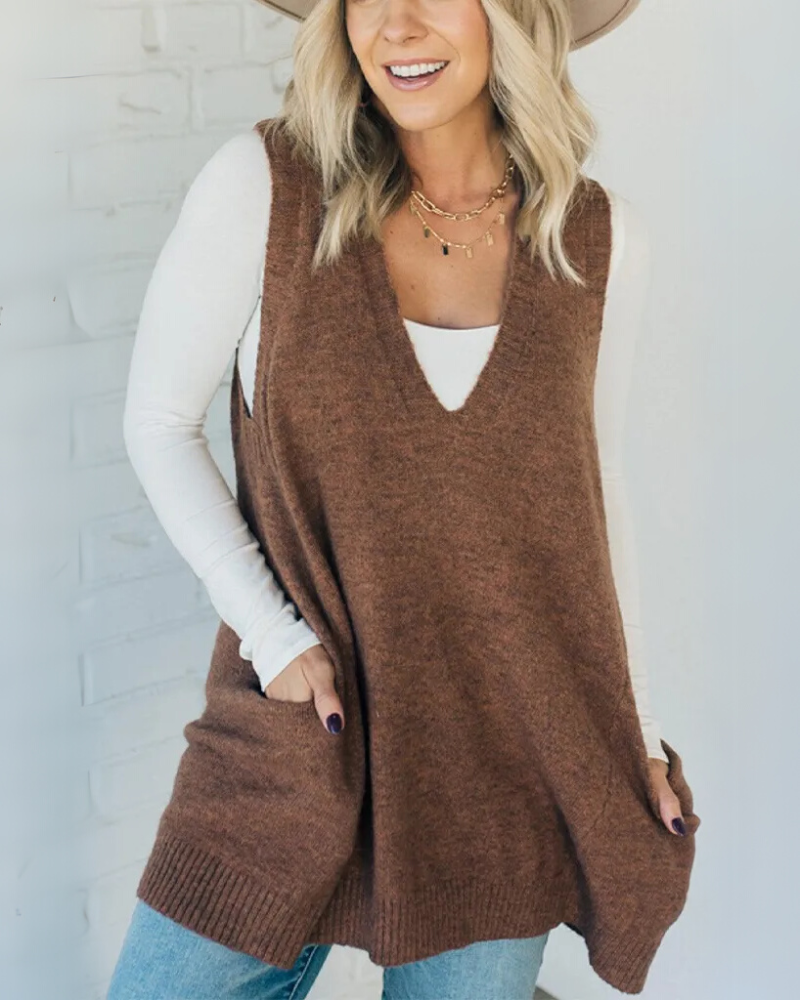 Street Wave Cozy Knit Vest For Women With A Line Silhouette And Warm Layering Casual Everyday Wear