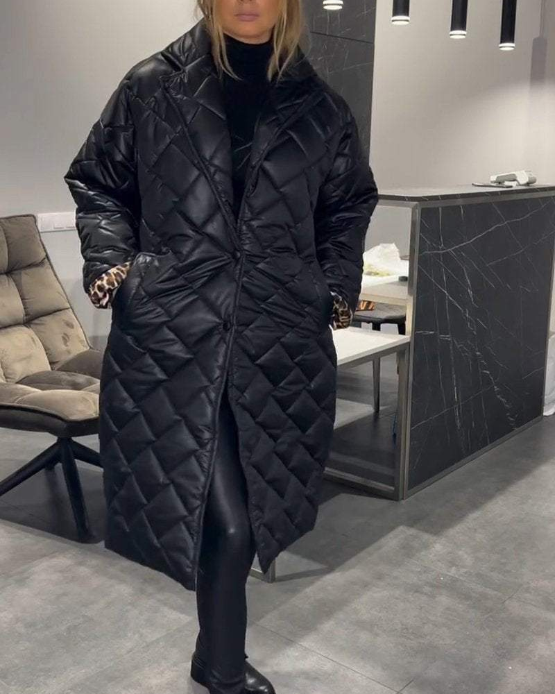 Street Wave Quilted Cotton Coat For Women Elegant Warm Mid Length Jacket With Versatile Style