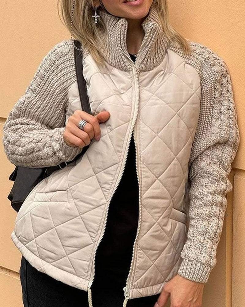 Street-Wave Quilted Zip Cardigan For Women Cozy Warmth