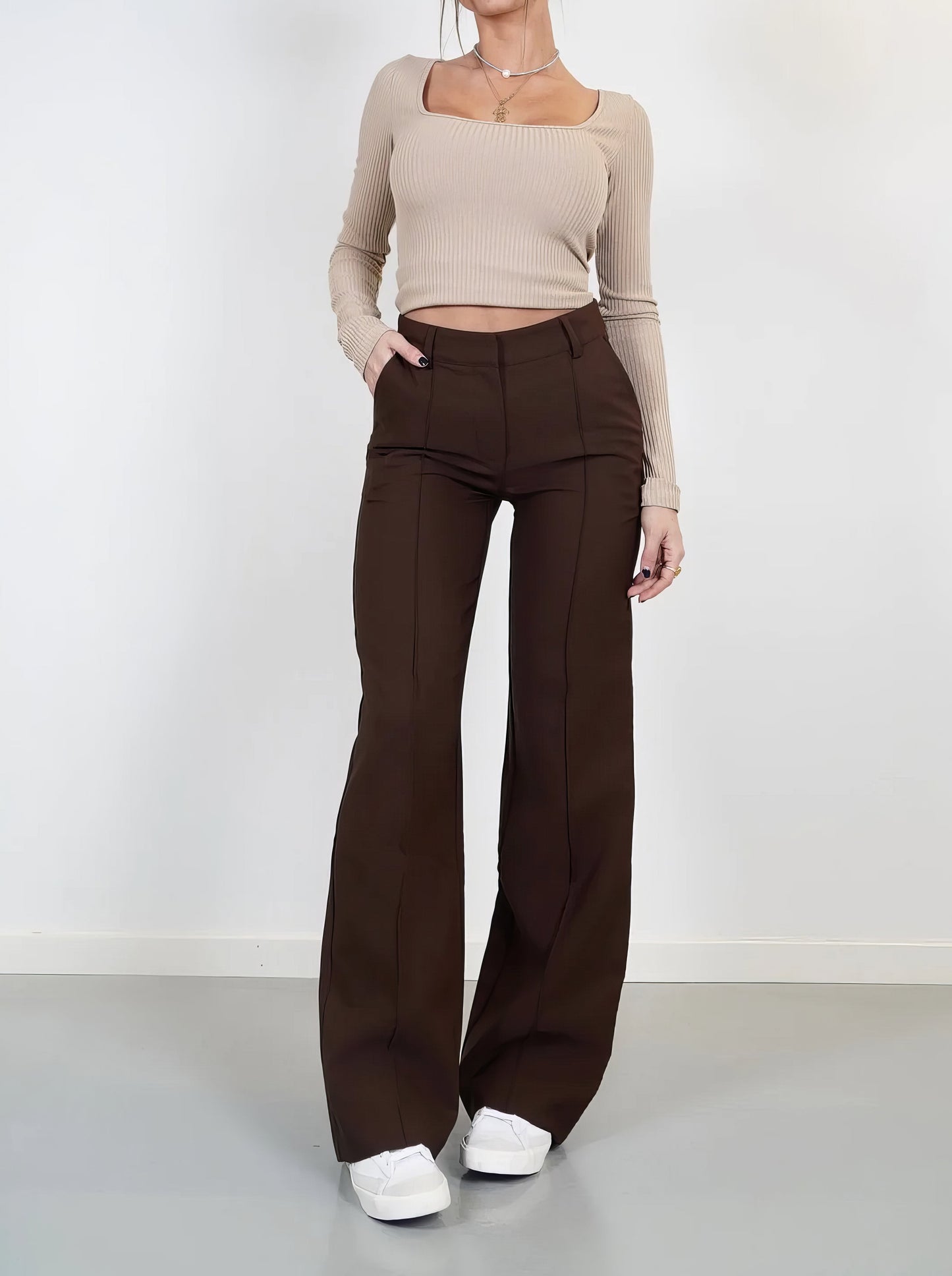 Street Wave High Waisted Straight Leg Trousers For Work