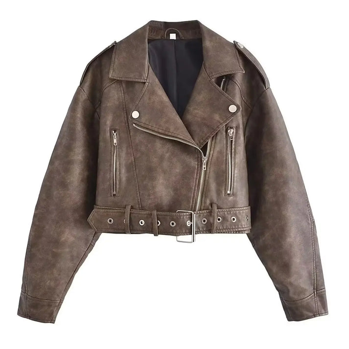 Leather Jacket For Women Street-wave Retro Style Premium Leather Timeless Silhouette Essential Wardrobe