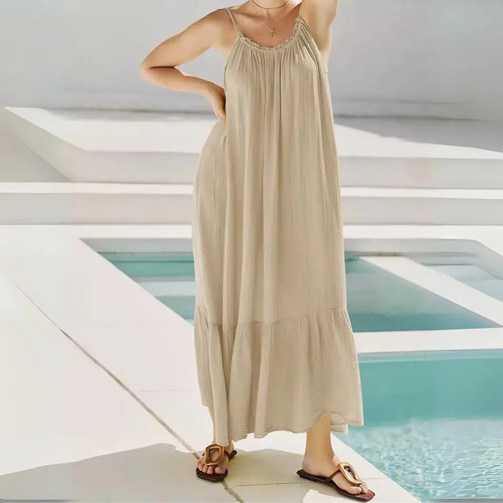 Georgina Ruched Muslin Maxi Dress