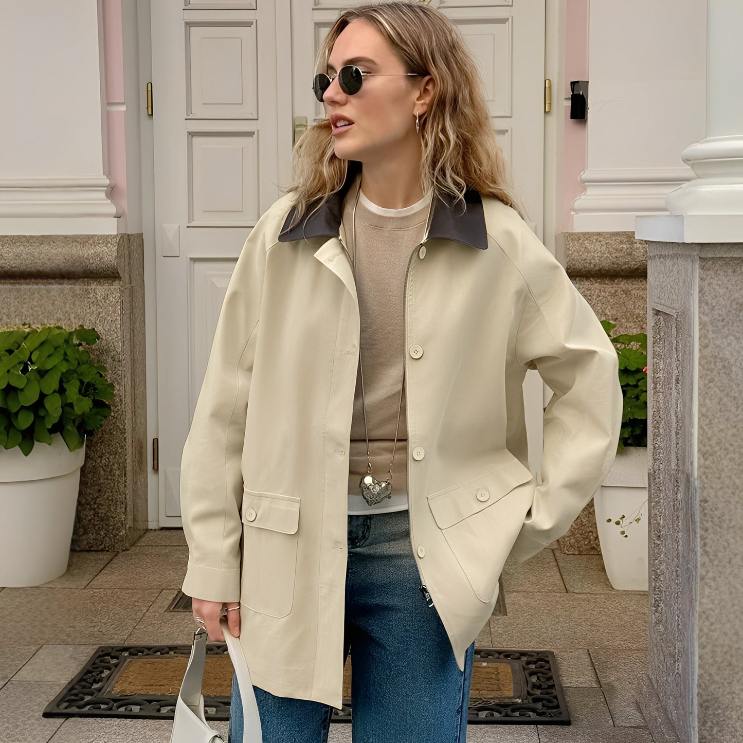 Street-wave Polo Collar Cotton Jacket For Women, Lightweight Comfort, Casual Fit, Vibrant Colors
