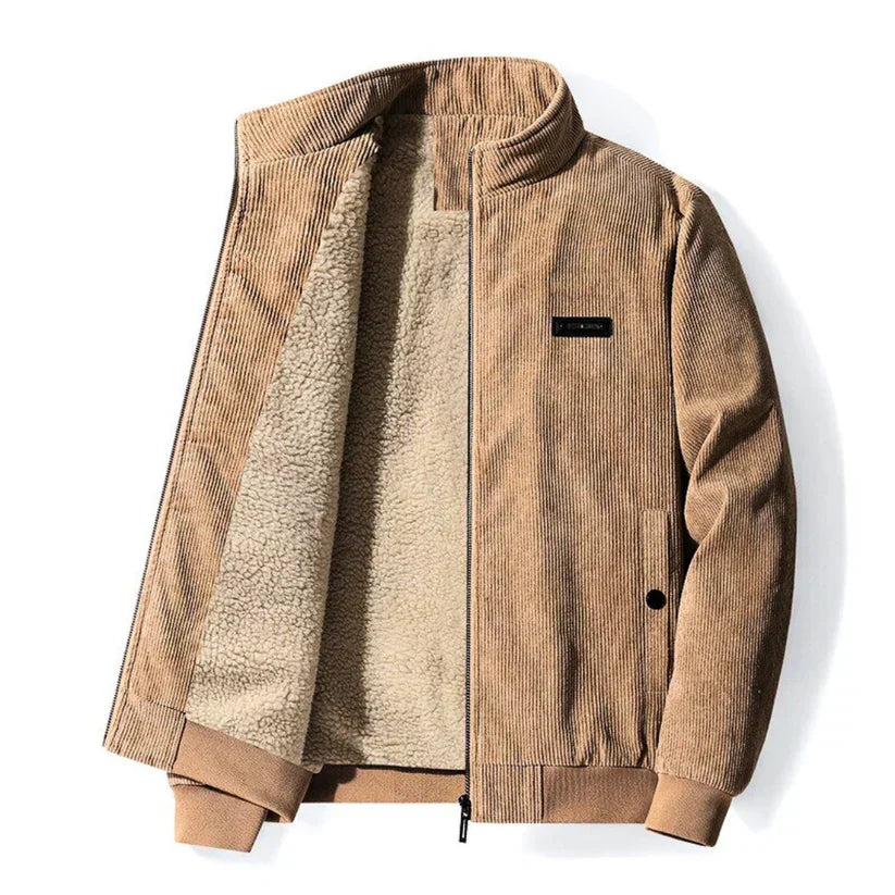 Street-Wave Corduroy Bomber Jacket For Men With Premium Warm Fleece Lining And Rugged Style
