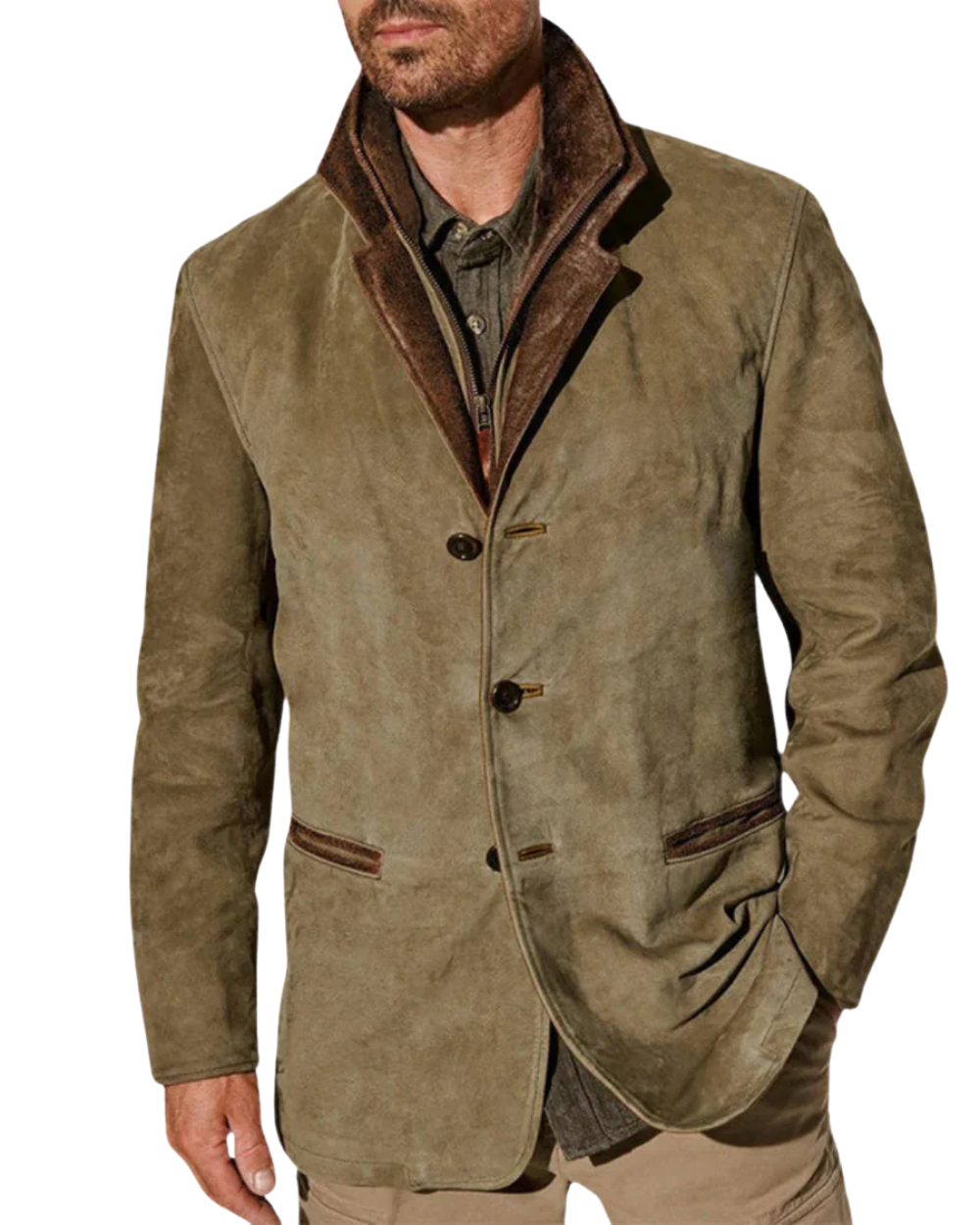 Street-Wave Vintage Suede Jacket For Everyday Style Menswear Classic O ...