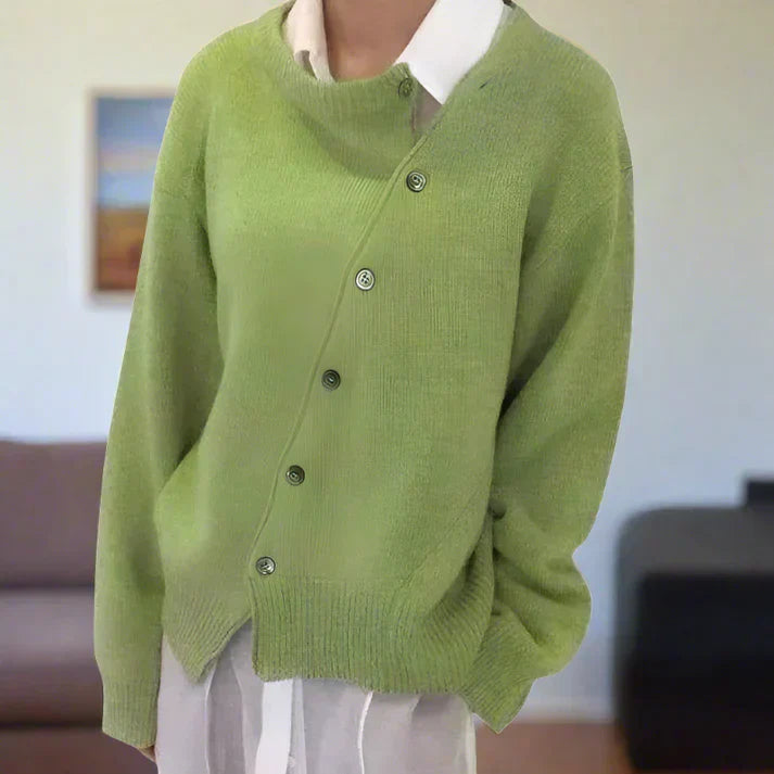 Street-wave Cozy Cardigan With Diagonal Button Placket For Everyday Comfort For Women