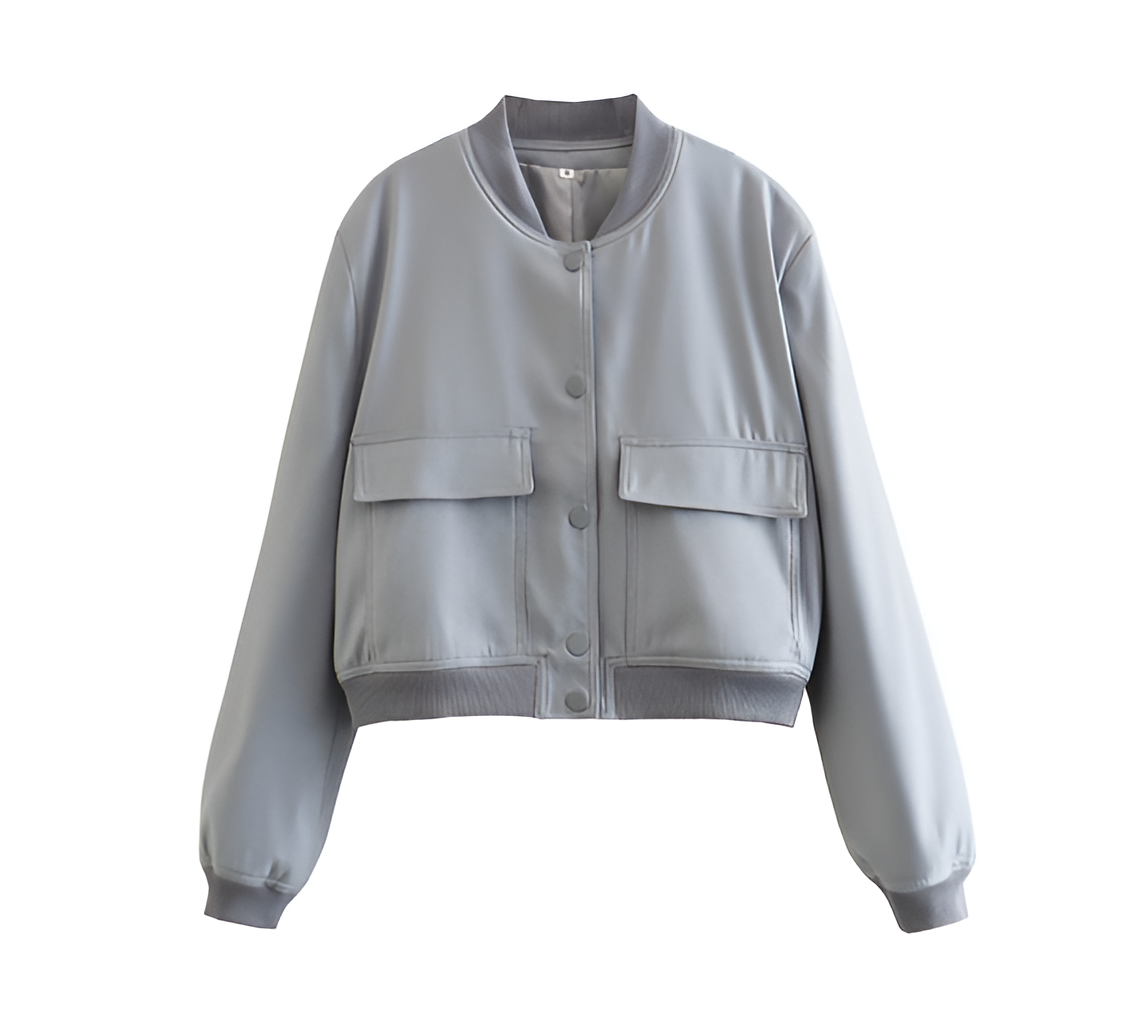 Street Wave Bomber Jacket For Women Soft Lined Cozy Comfort With Quilted Accents And Pockets