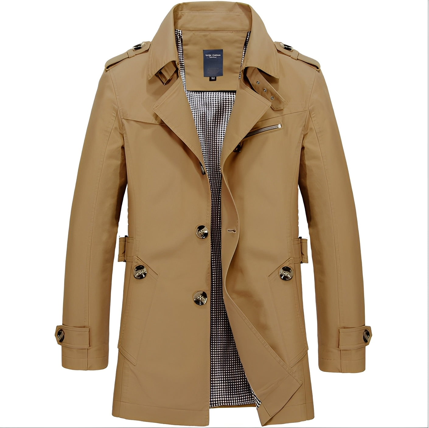 Street-wave Ambrose Men's Trench Coat - Elegant Windbreaker, Premium Fabric, Timeless Wardrobe Essential